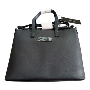 NEW Tahari Black Satchel Purse TN1770/PO8 Saffiano Bag With Dust Bag